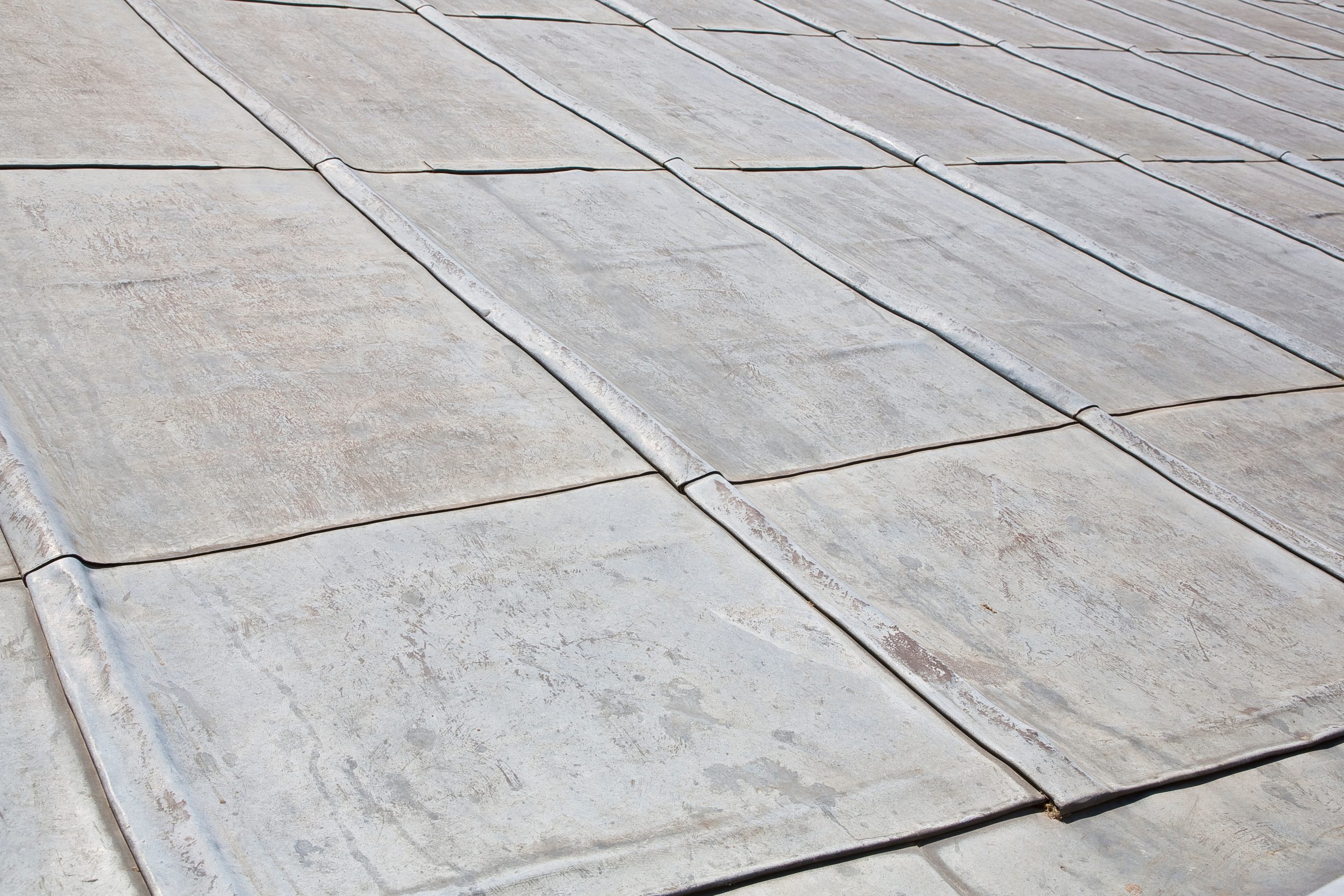 Old lead roof detail with thin lead sheets